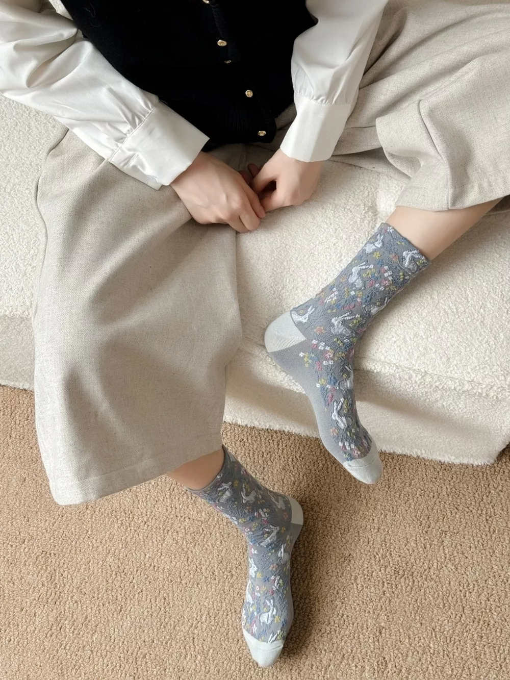 Floral Cotton Socks, image 8