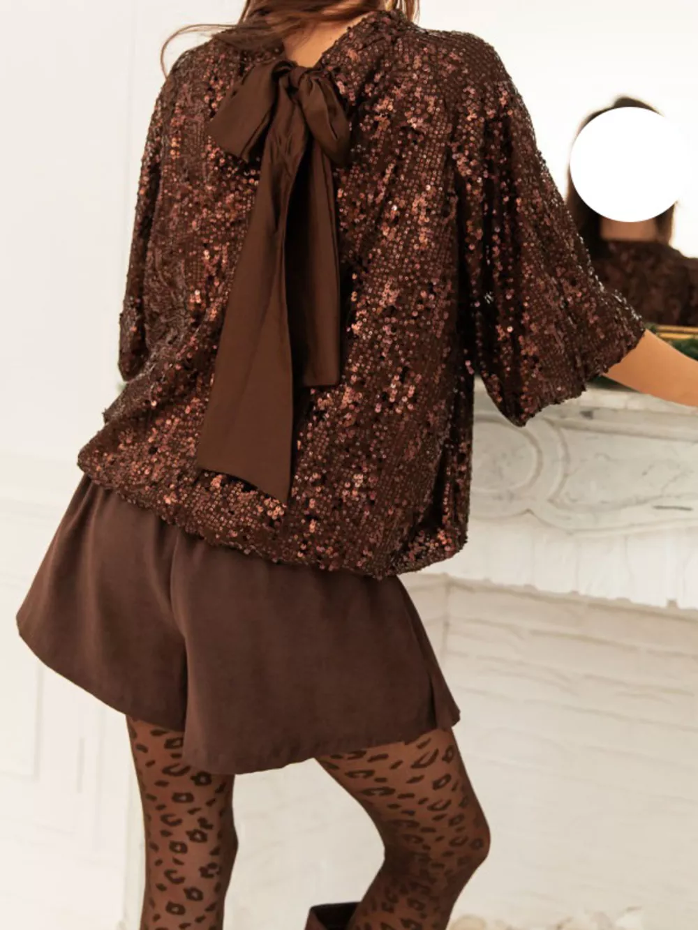 Sequin Embellished Tie-Back Blouse, image 8