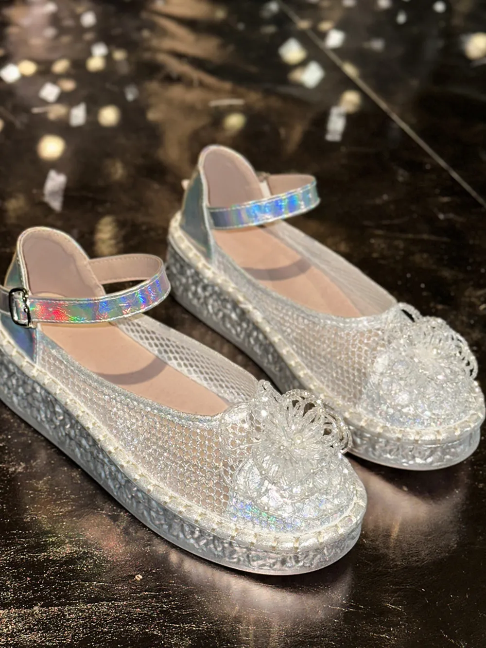 Flower Round Toe Platform Slip-Ons, image 10