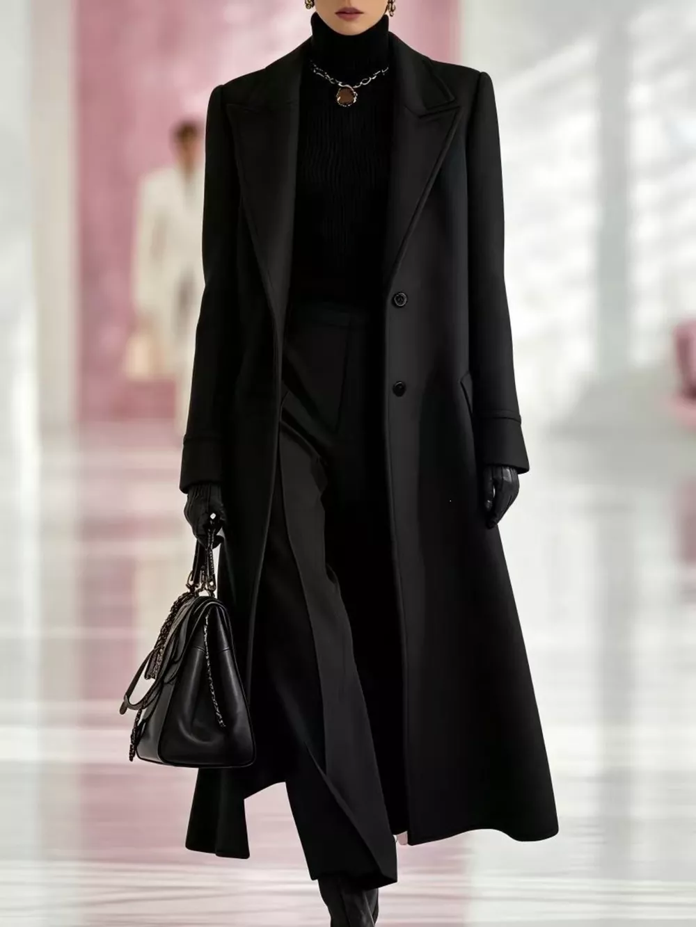 Lapel Collar Longline Coat, image 3