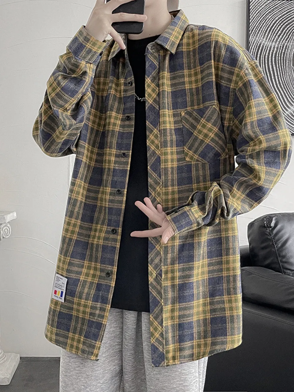 Men's Plus Size Plaid Button Up Shirt