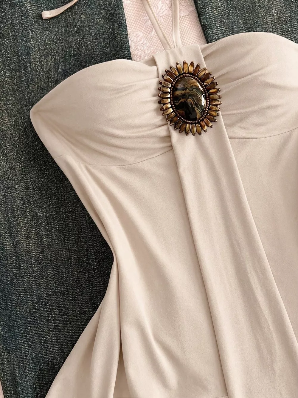Embellished Front Halter Neck Cami, image 3