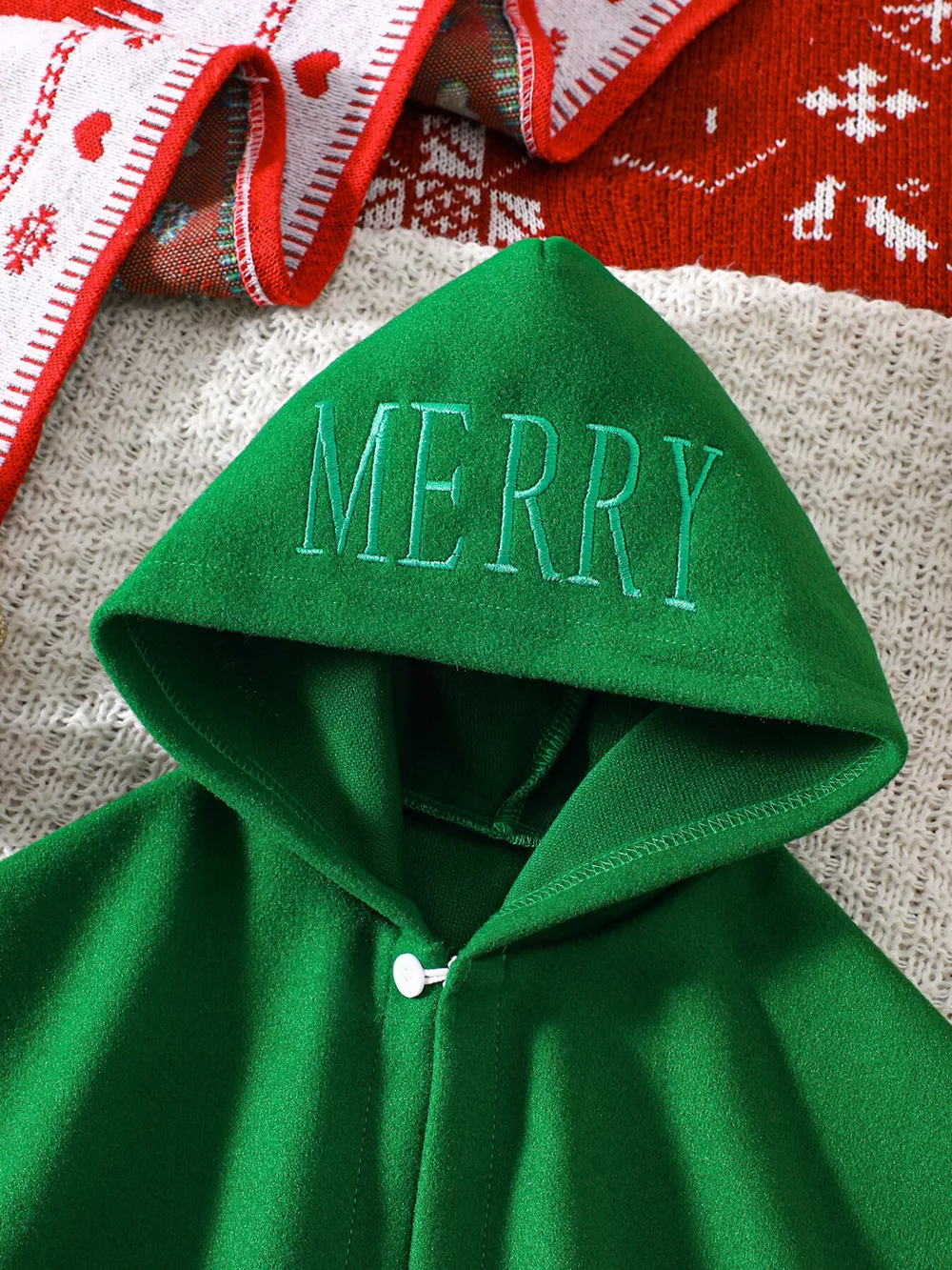 Children's Reindeer Embroidered Christmas Cape Outerwear, image 10