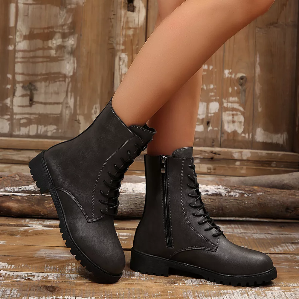Round Toe Lace Up Boots, image 9