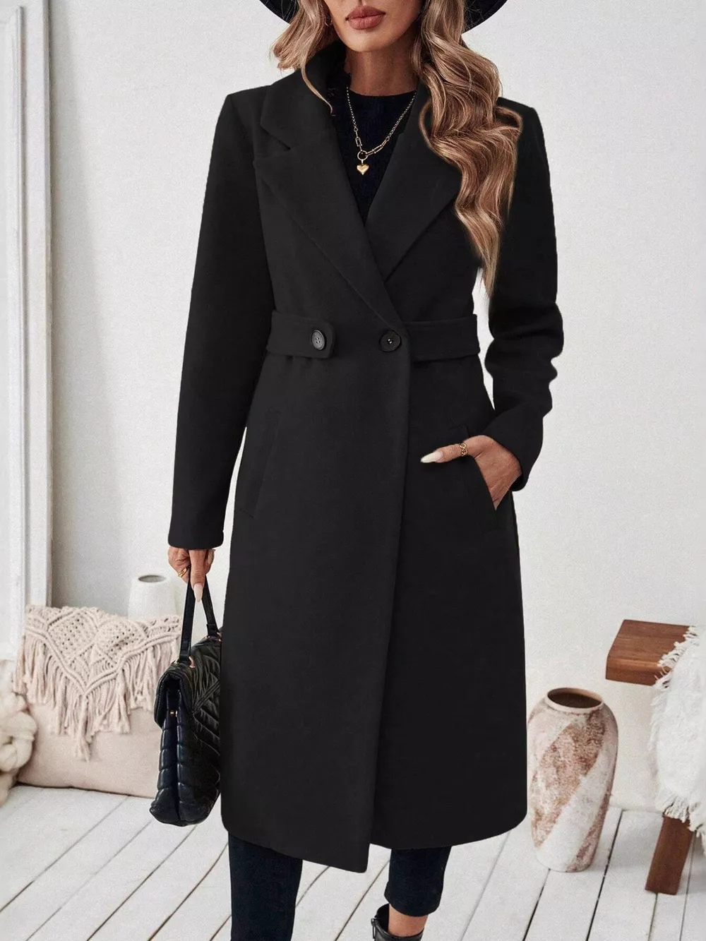 Lapel Collar Longline Coat, image 8