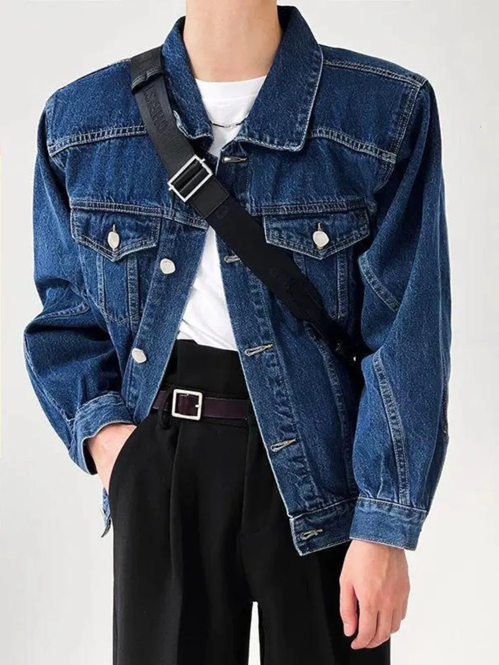 Men's Plus Size Button Up Long Sleeve Denim Jacket, image 2