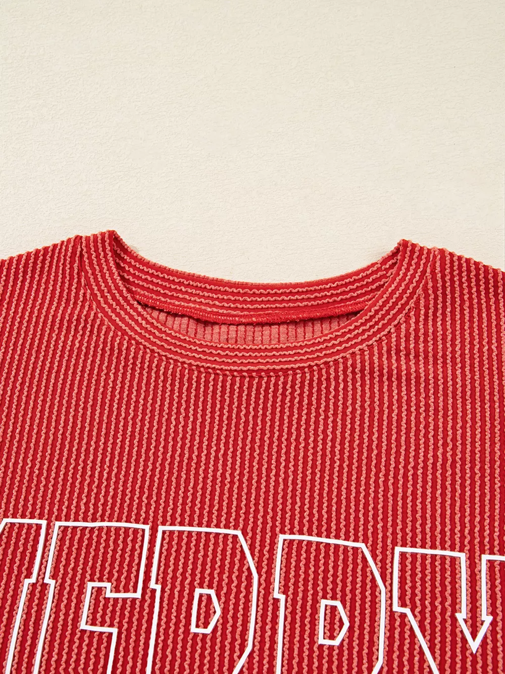 Merry Twisted Rib Christmas Loose Long Sleeve Top, image 12