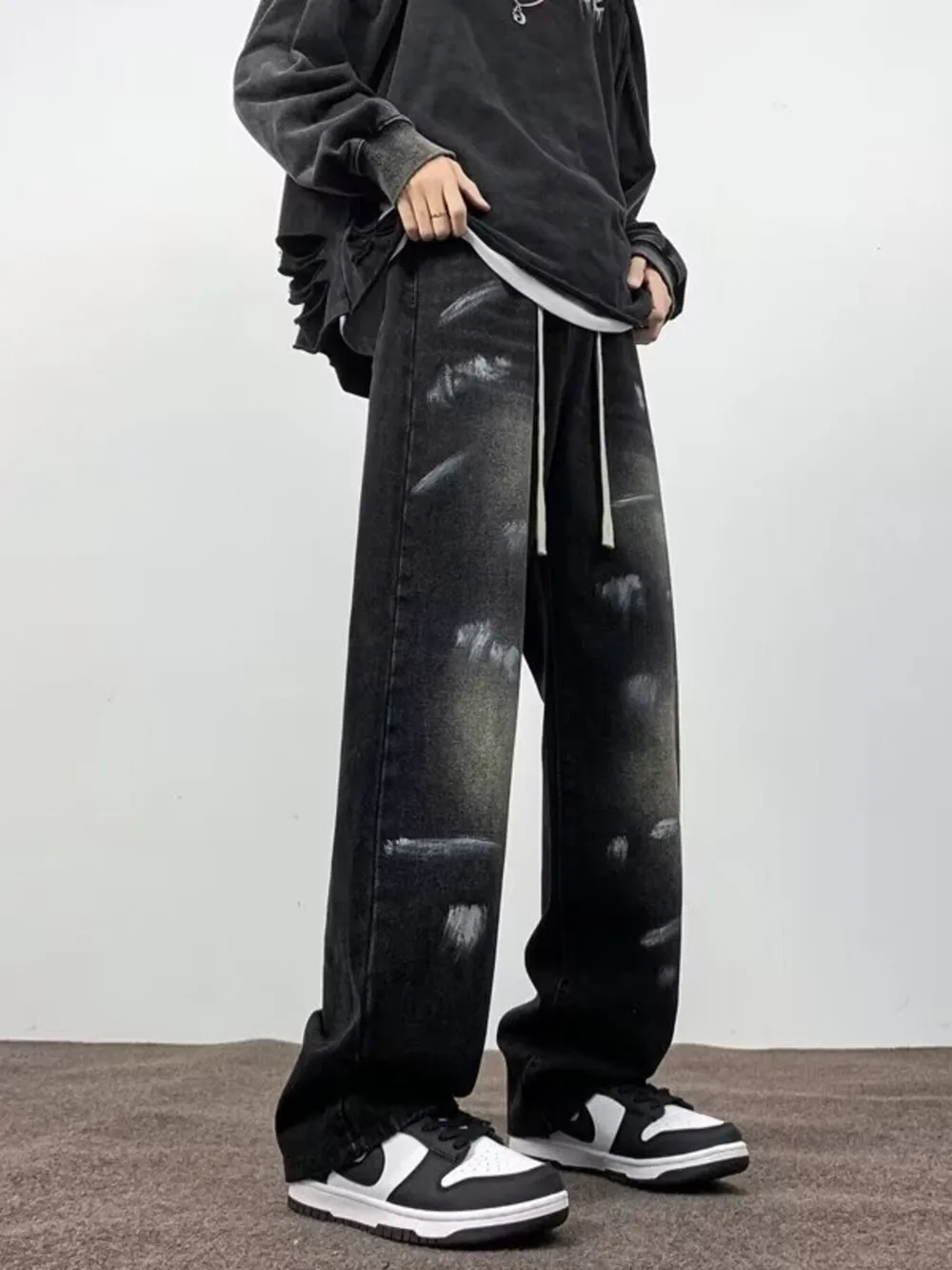 Men's Full Size Wash Wide-Leg Jeans Plus Size, image 2