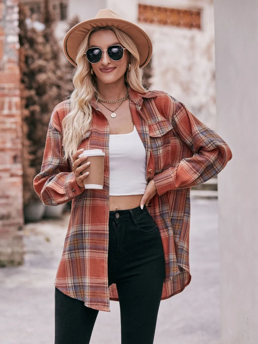 Plaid Button-Down Long Sleeve Shirt, image 14