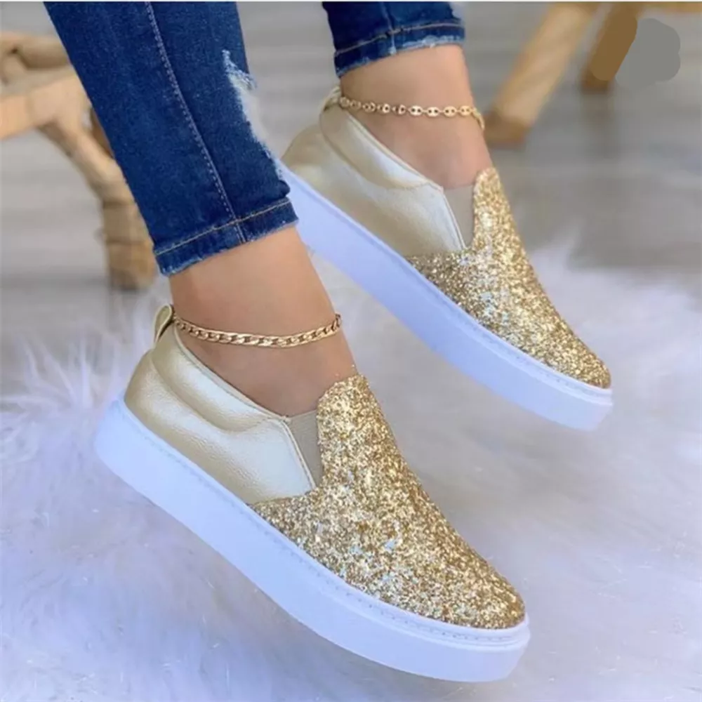 Sequin Round Toe Platform Slip-Ons, image 9