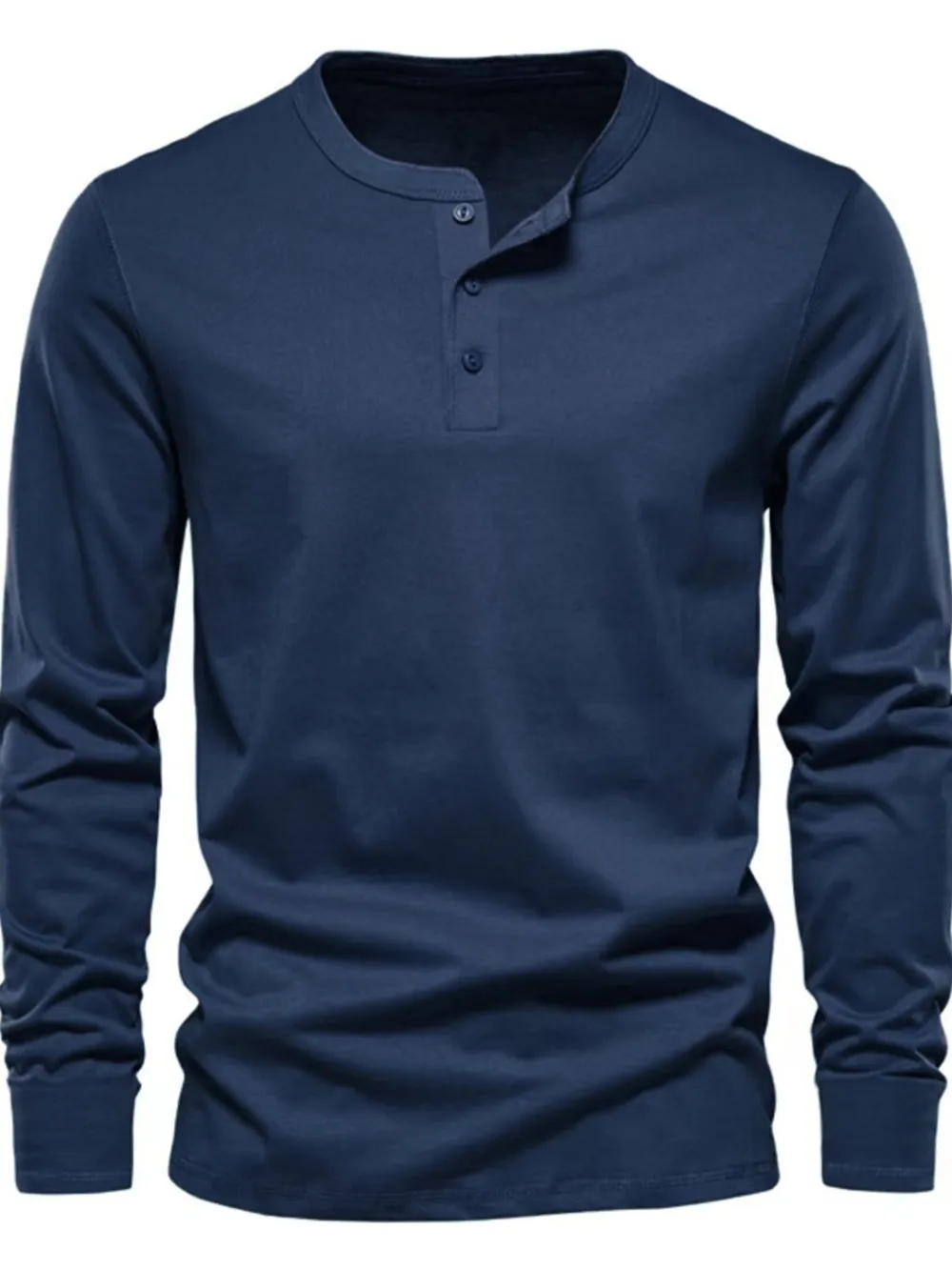 Men's Full Size Button Detail Long Sleeve Henley T-Shirt Plus Size, image 3