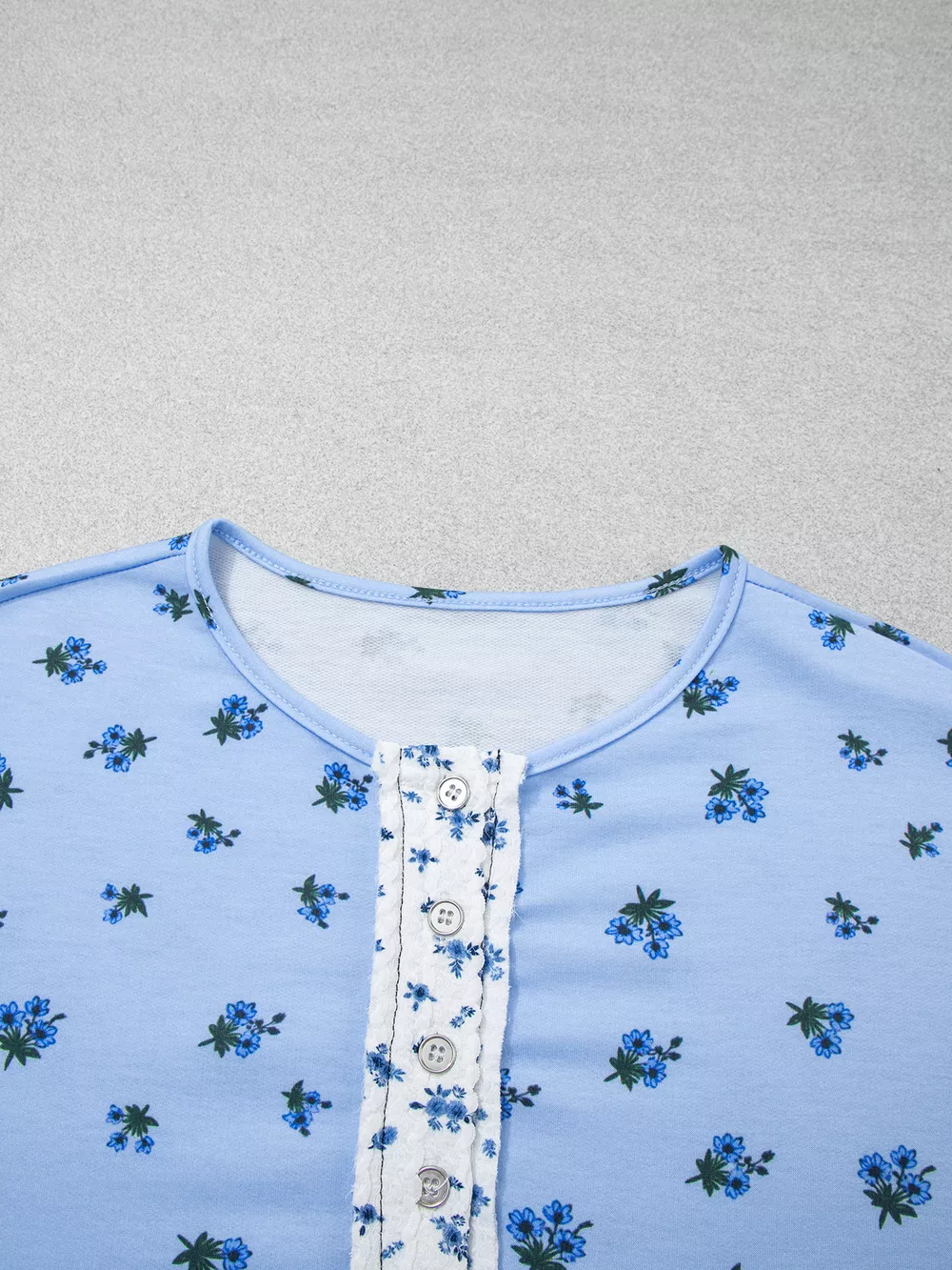 Floral Print Contrast Long Sleeve Tops, image 5