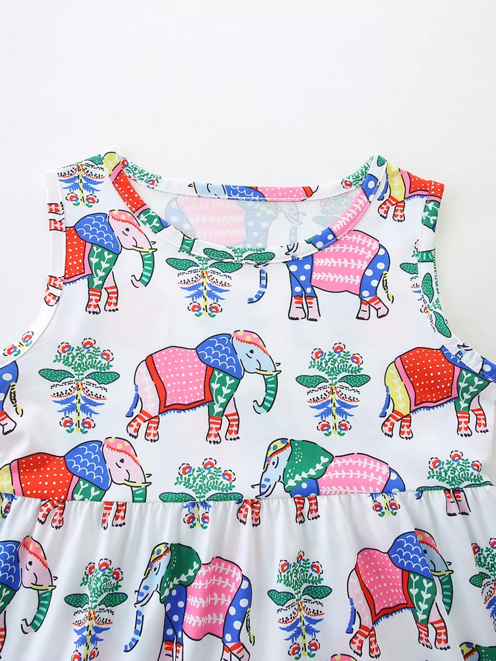 Children's Sleeveless Elephant Print Casual Dress, image 2