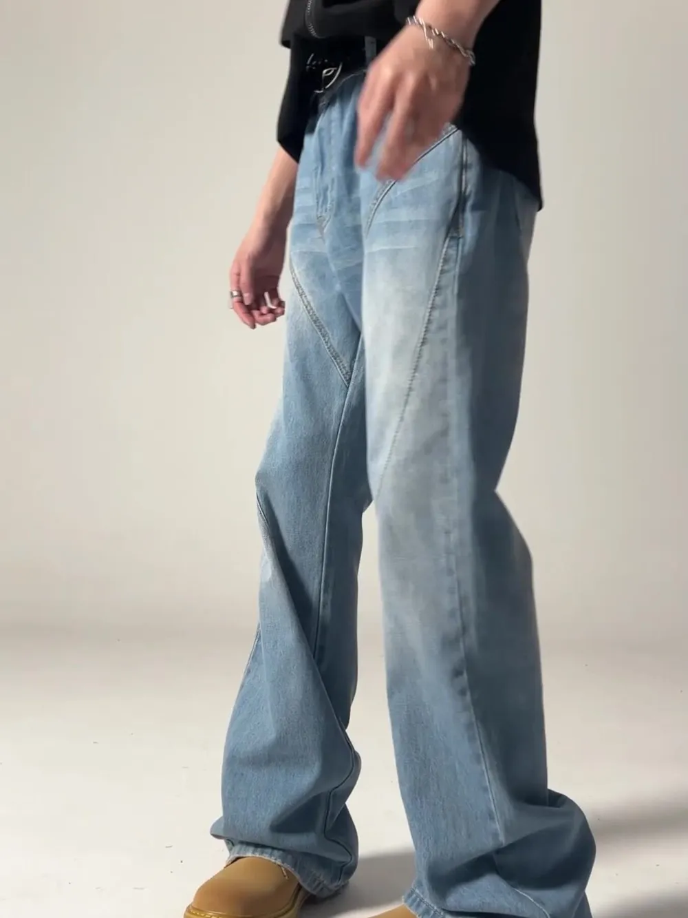 Men's Vintage Washed Wide Leg Jeans, image 7