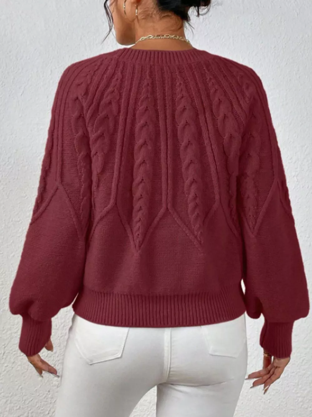 Cable Knit Long Sleeve Sweater, image 30