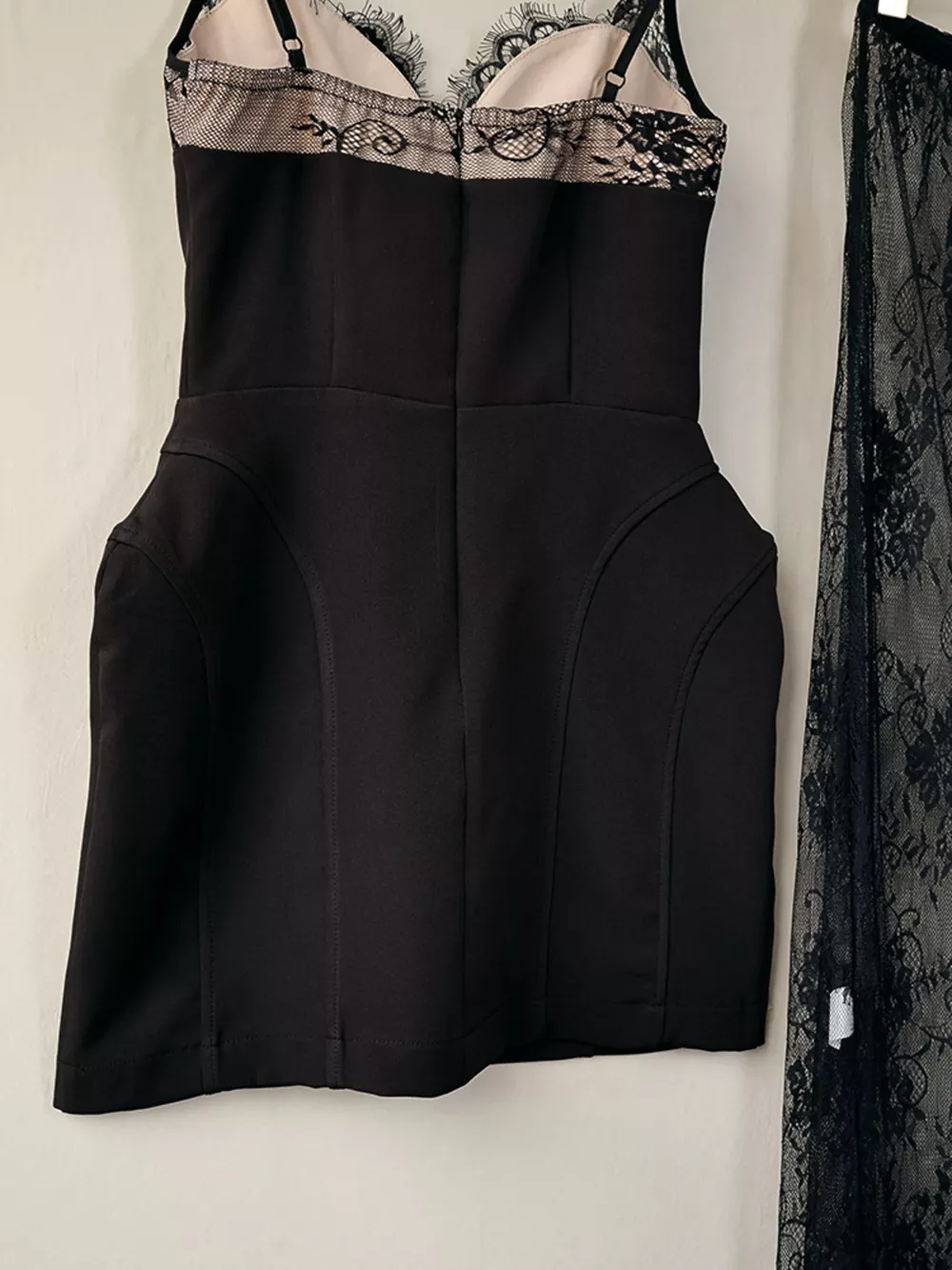 Lace Corset Mini Dress Set with Sheer Overlay, image 12