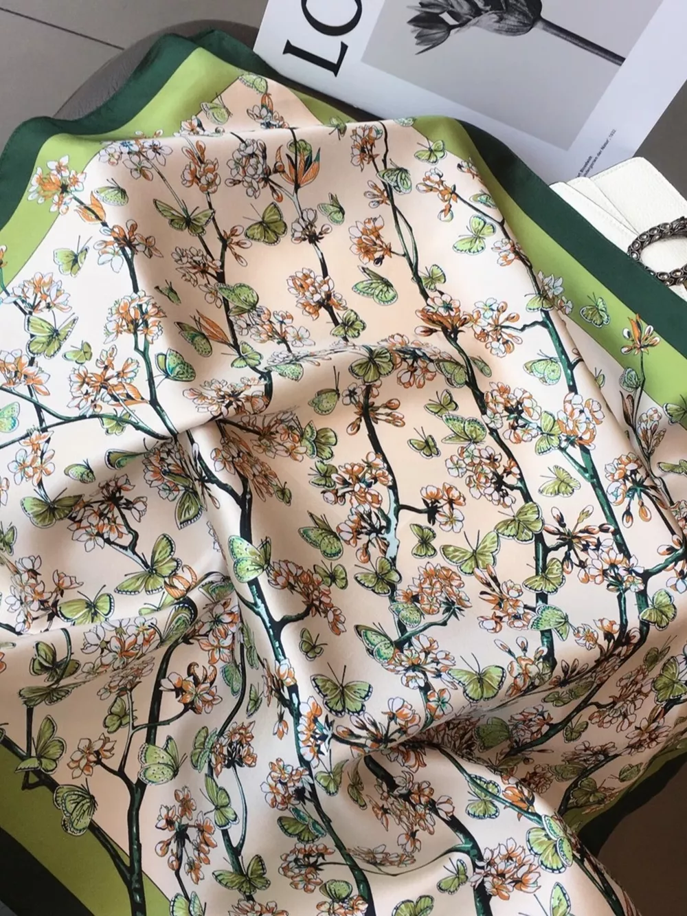 Floral Print Silk Scarf, image 8