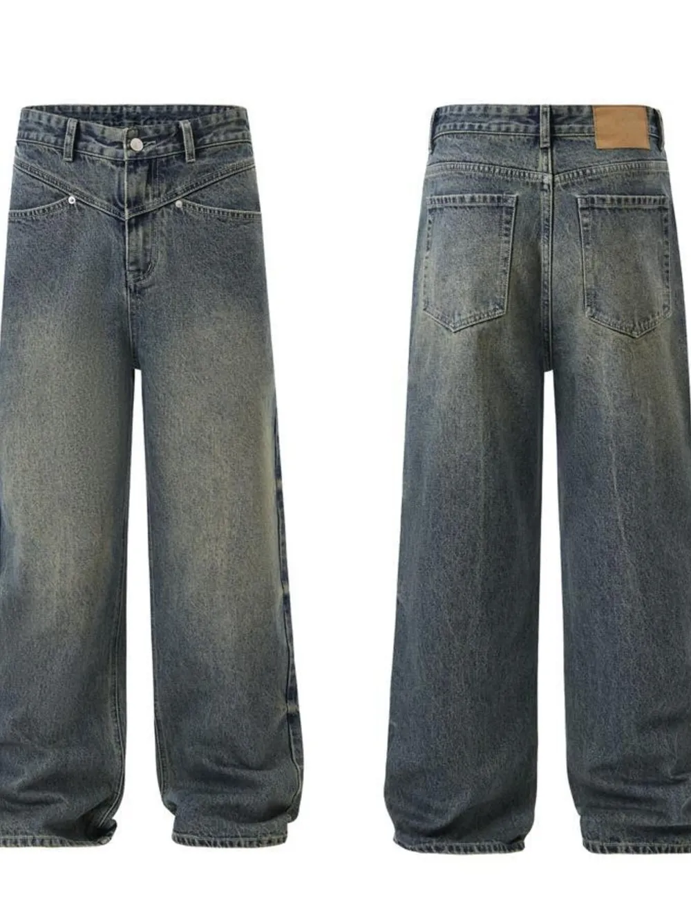 Men's Full Size Vintage Wash Wide Leg Jeans Plus Size, image 3