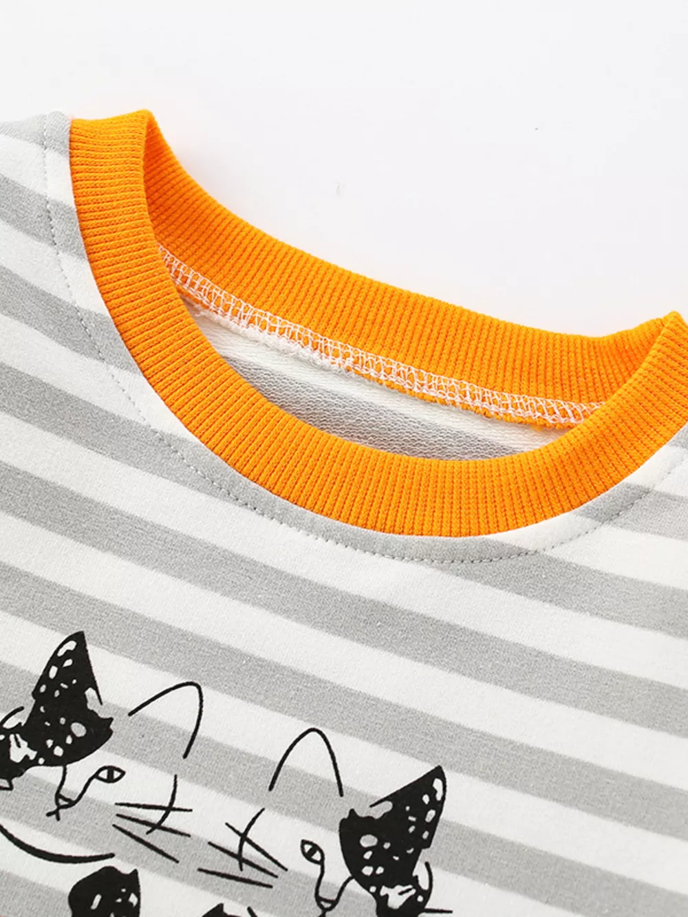 Children's Striped Cat Crew Neck Sweatshirt, image 6
