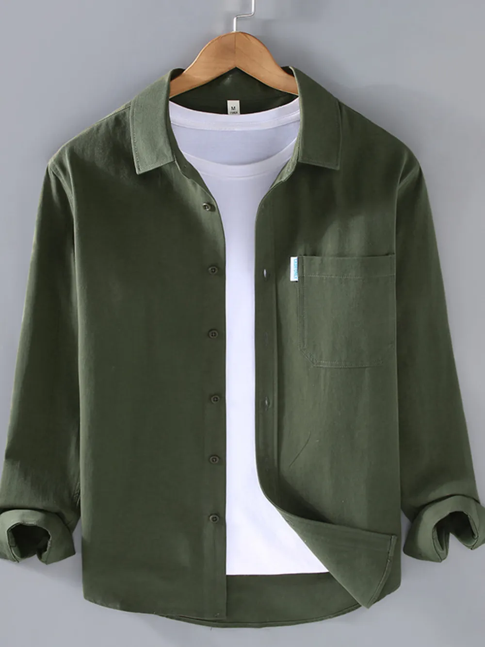Men's Plus Size Long Sleeve Button-Up Shirt, image 3