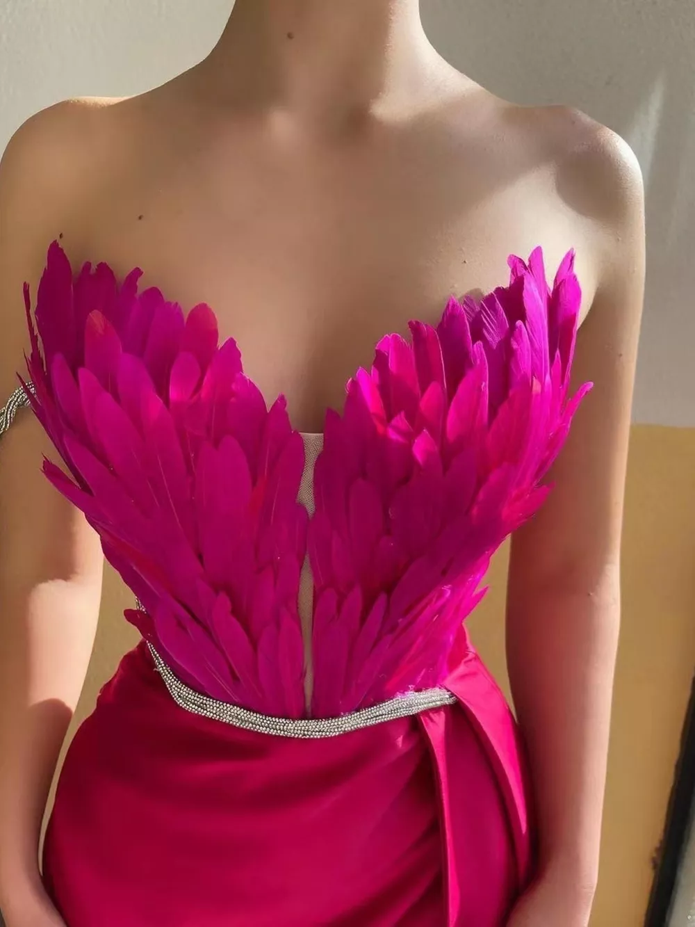 Feather Embellished Slit Maxi Dress, image 12