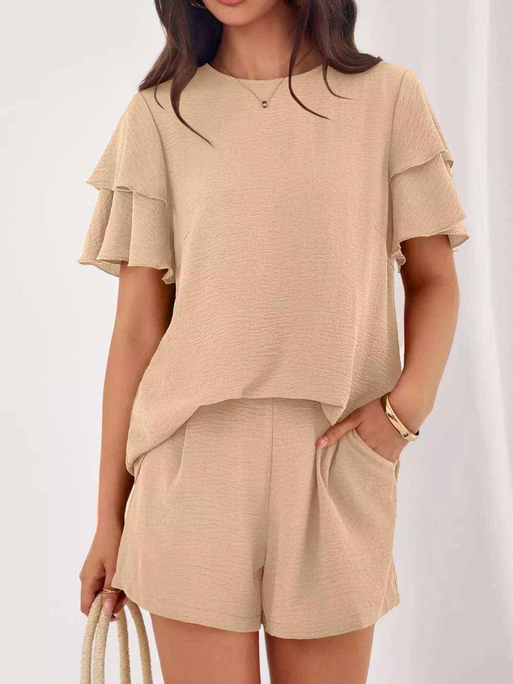 Ruffle Sleeve Top and Shorts Two-Piece Set, image 28