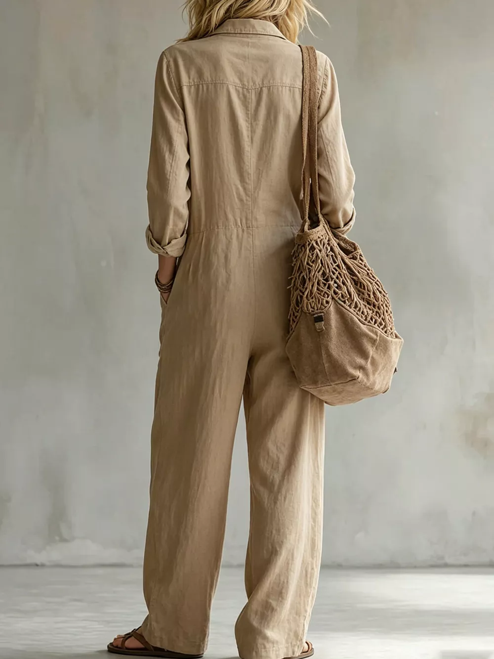 Full Size Long Sleeve Button Front Jumpsuit Plus Size, image 21