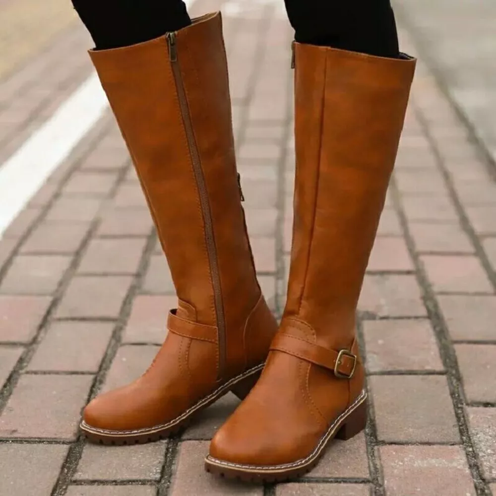 Round Toe Block Heels Boots, image 14