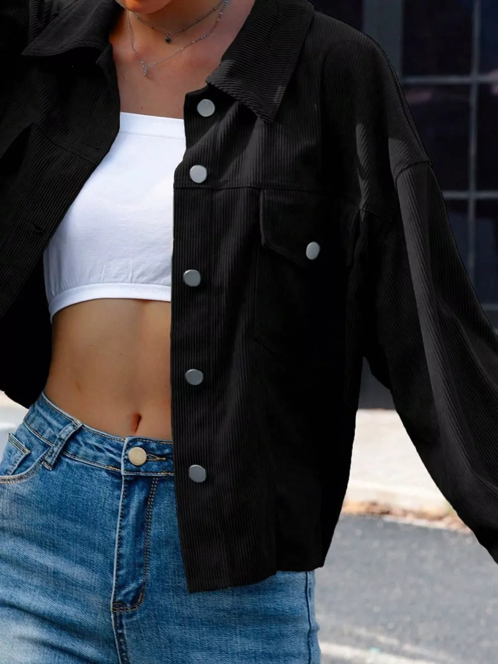 Corduroy Button-Down Shacket, image 5