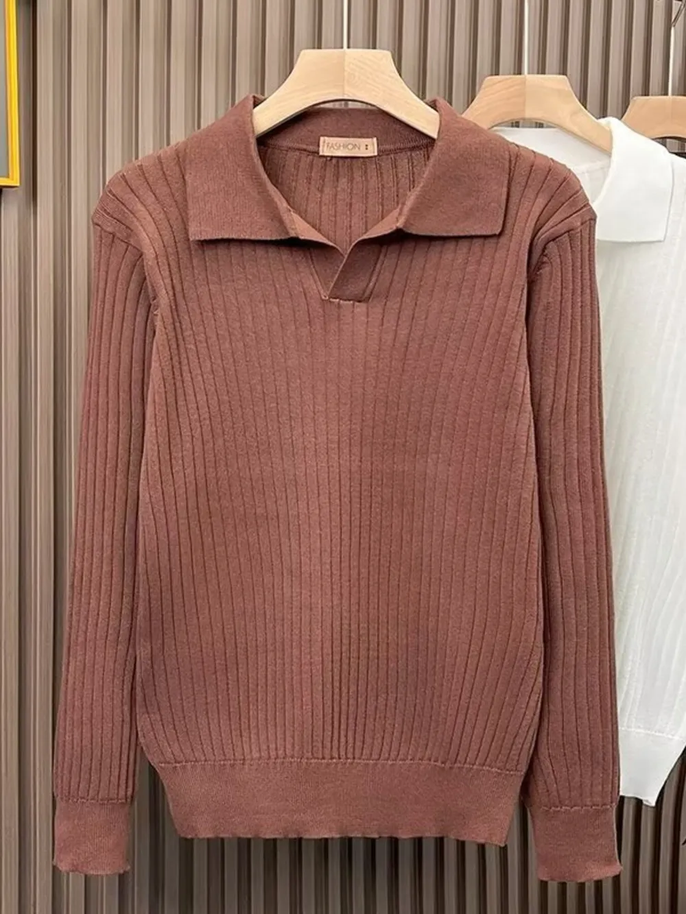 Men's Plus Size Collared Neck Long Sleeve Polo, image 2