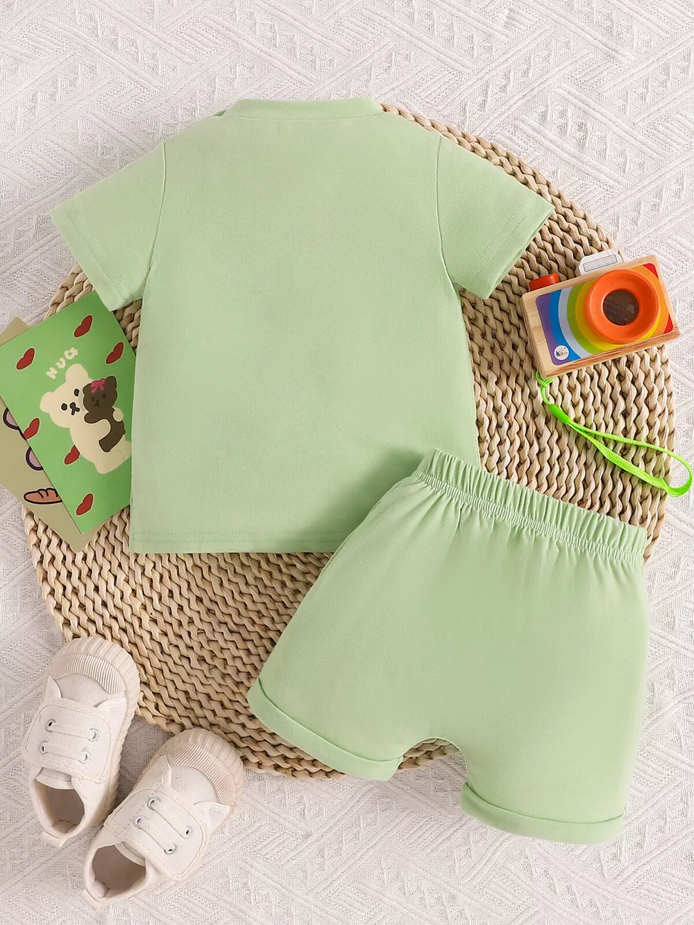 Children's Letter Round Neck Tee and Shorts Set, image 11