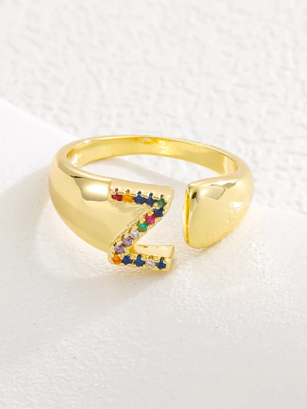 18K Gold-Plated Zircon Letter Ring, image 29