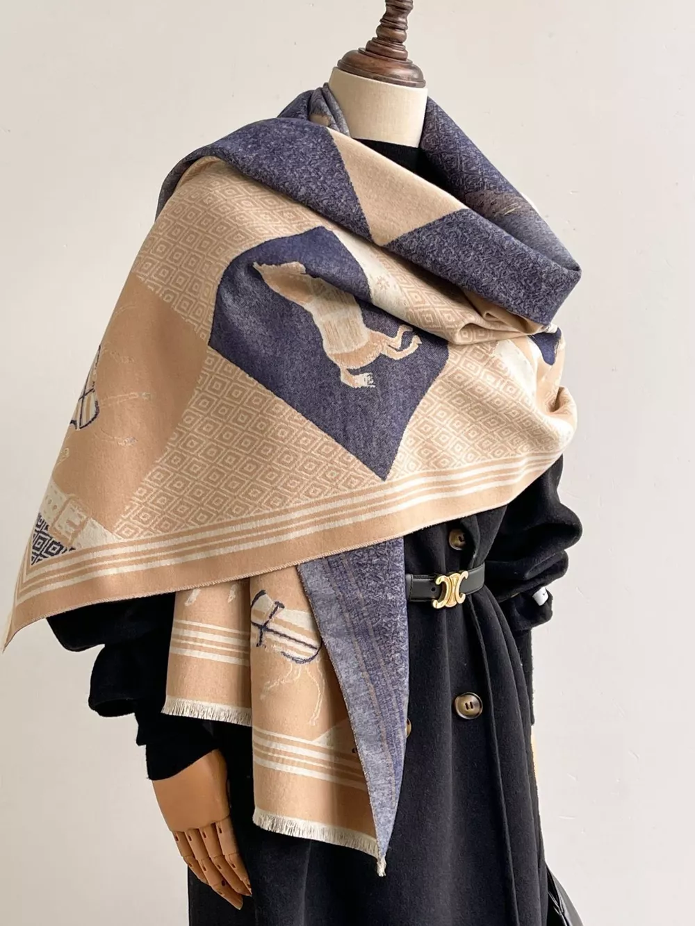 Equestrian Print Reversible Scarf