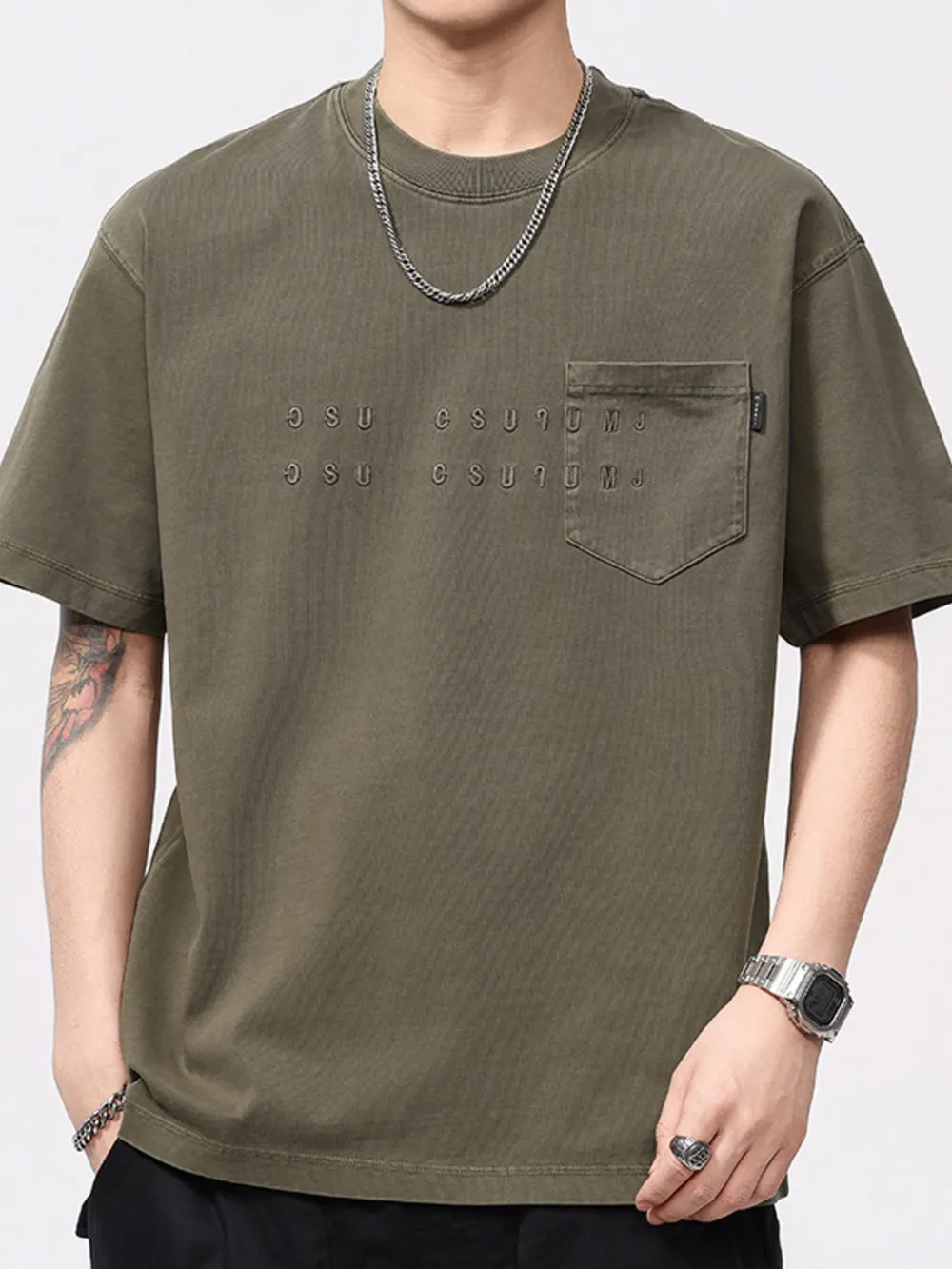 Men's Plus Size Round Neck Short Sleeve T-Shirt, image 2