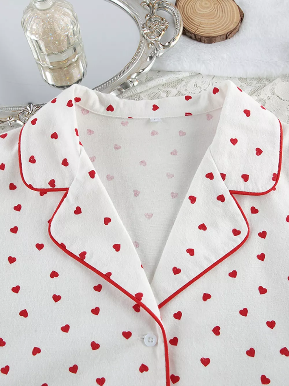 Heart Print Long Sleeve Top and Pants Lounge Set, image 9