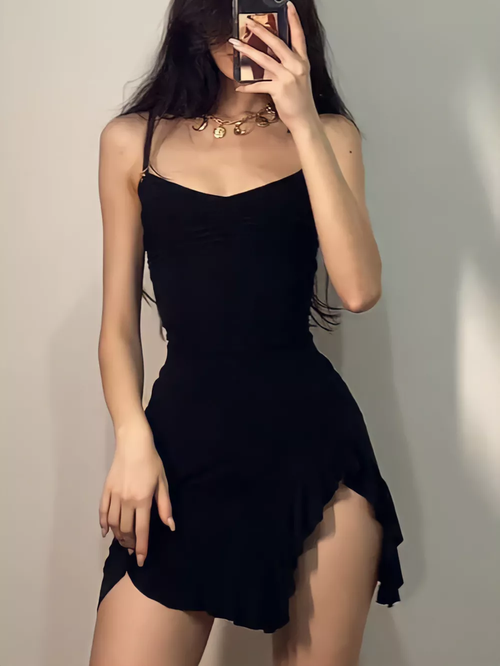 Ruched Ruffle Hem Mini Dress, image 3