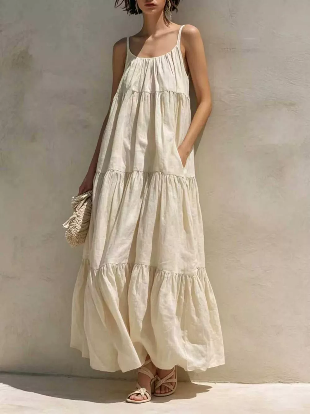 Tiered Scoop Neck Maxi Dress, image 2