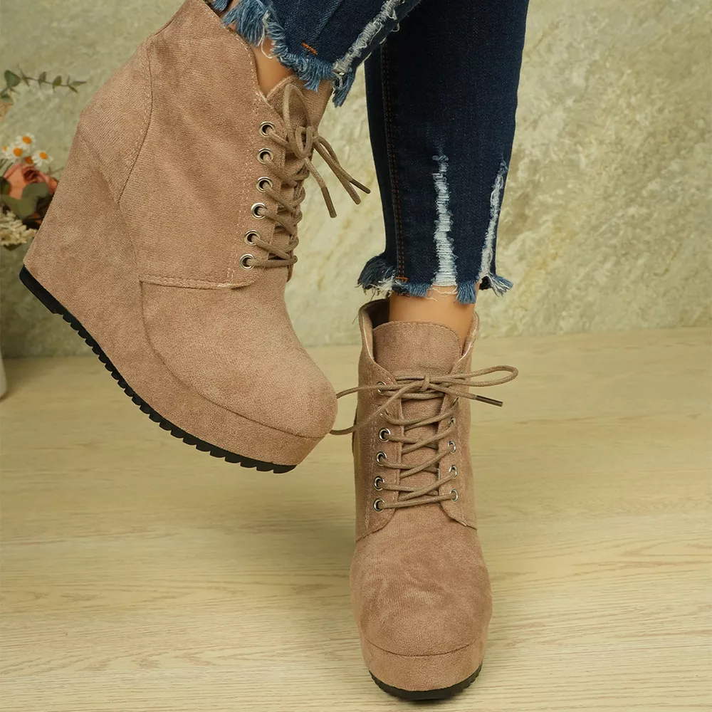 Lace-Up Wedge Ankle Boots, image 6
