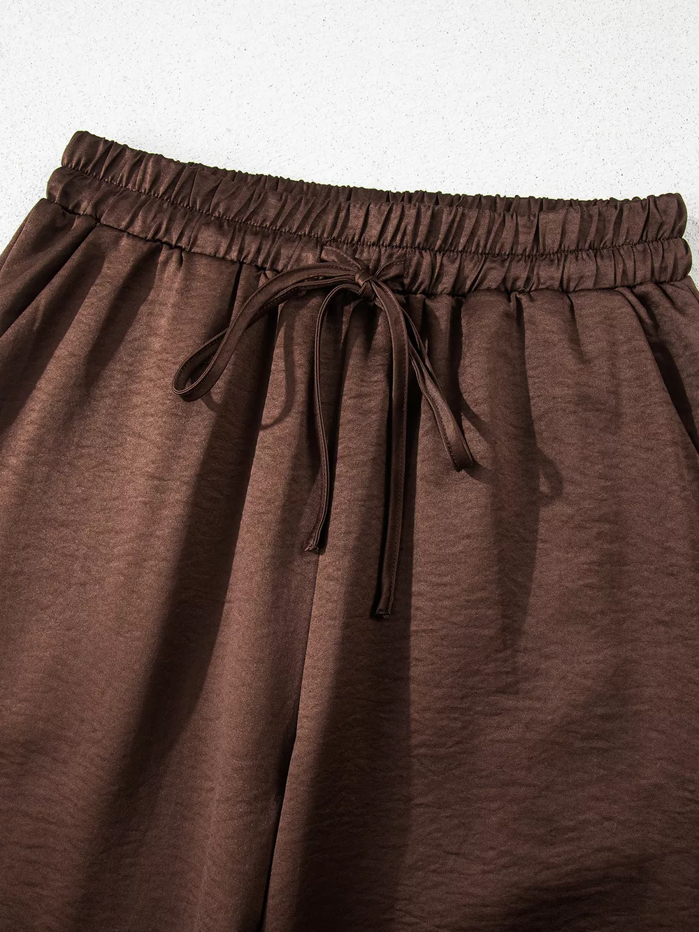 Braided V Neck Long Sleeve Loose Top and Drawstring High Waist Pants 2pcs Outfit, image 14