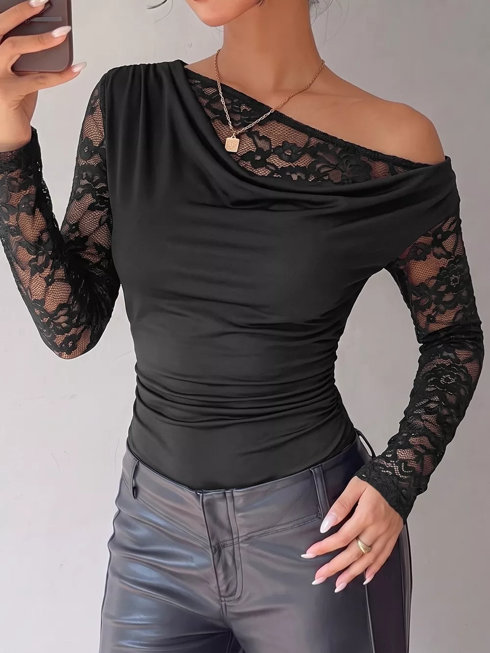 Lace Sleeve Slim-Fit Bodysuit, image 5