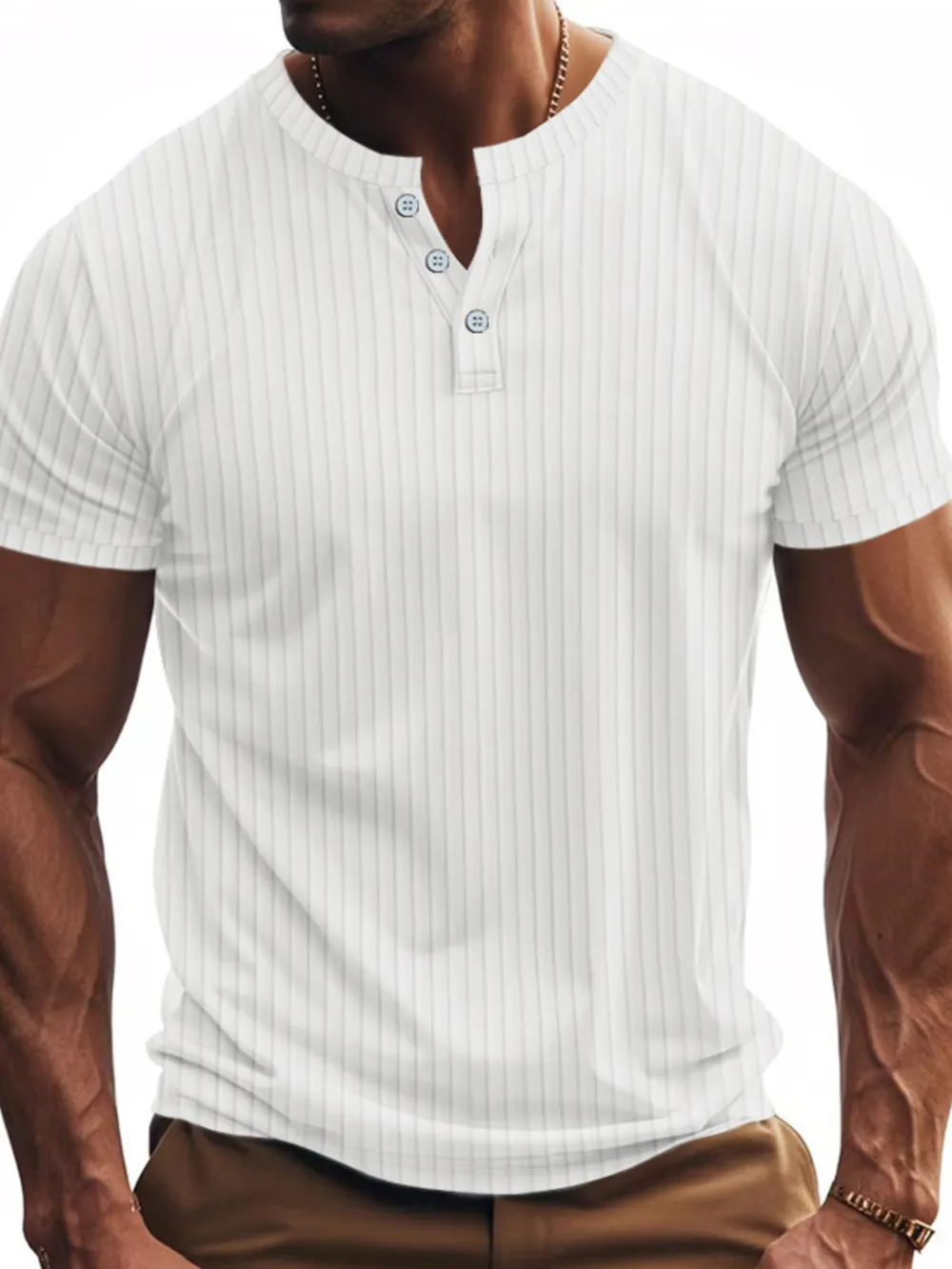 Men's Full Size Button Detail Short Sleeve T-Shirt Plus Size, image 4