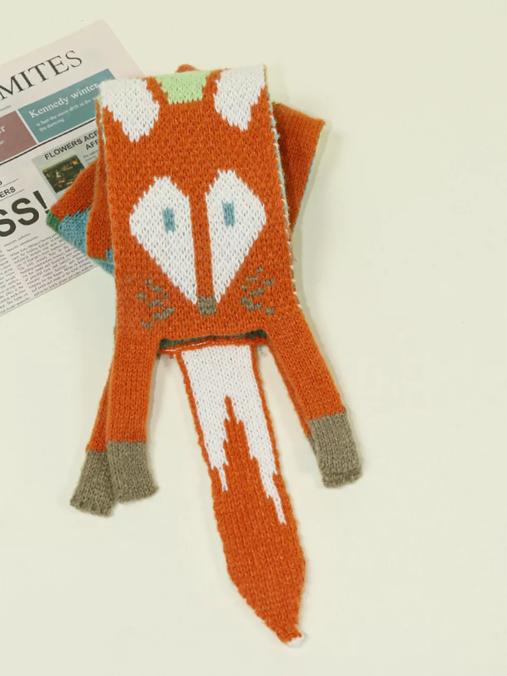 Knitted Fox Pattern Scarf, image 4