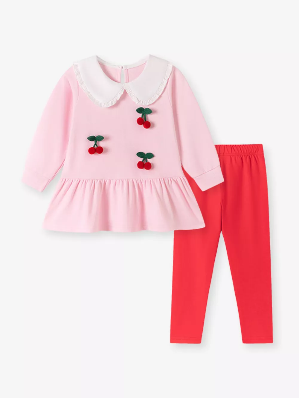 Children's Cherry Peplum Top and Leggings Set, image 2