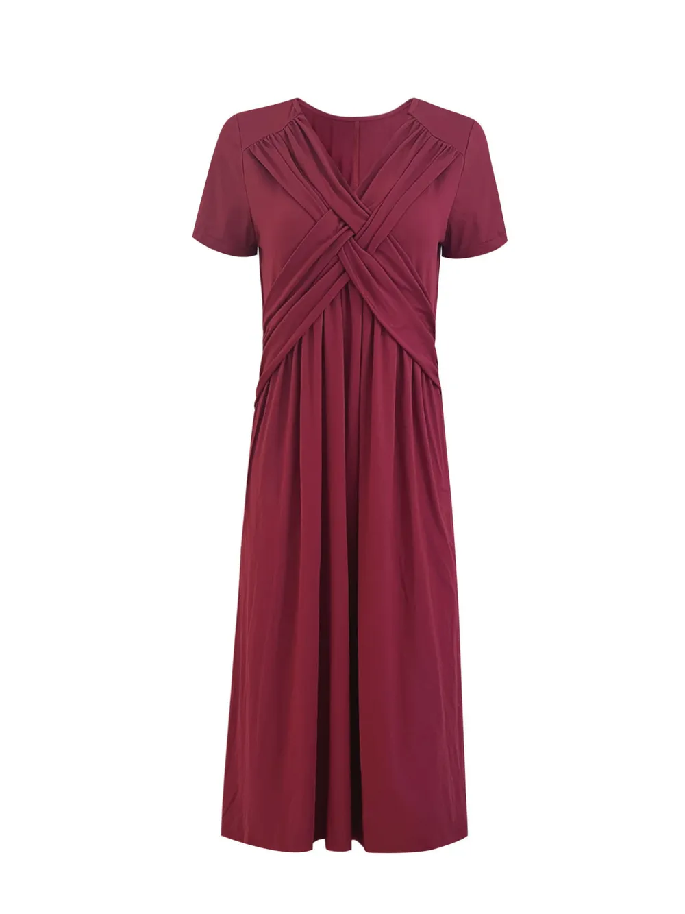 V-Neck Short Sleeve Midi Dress, image 8