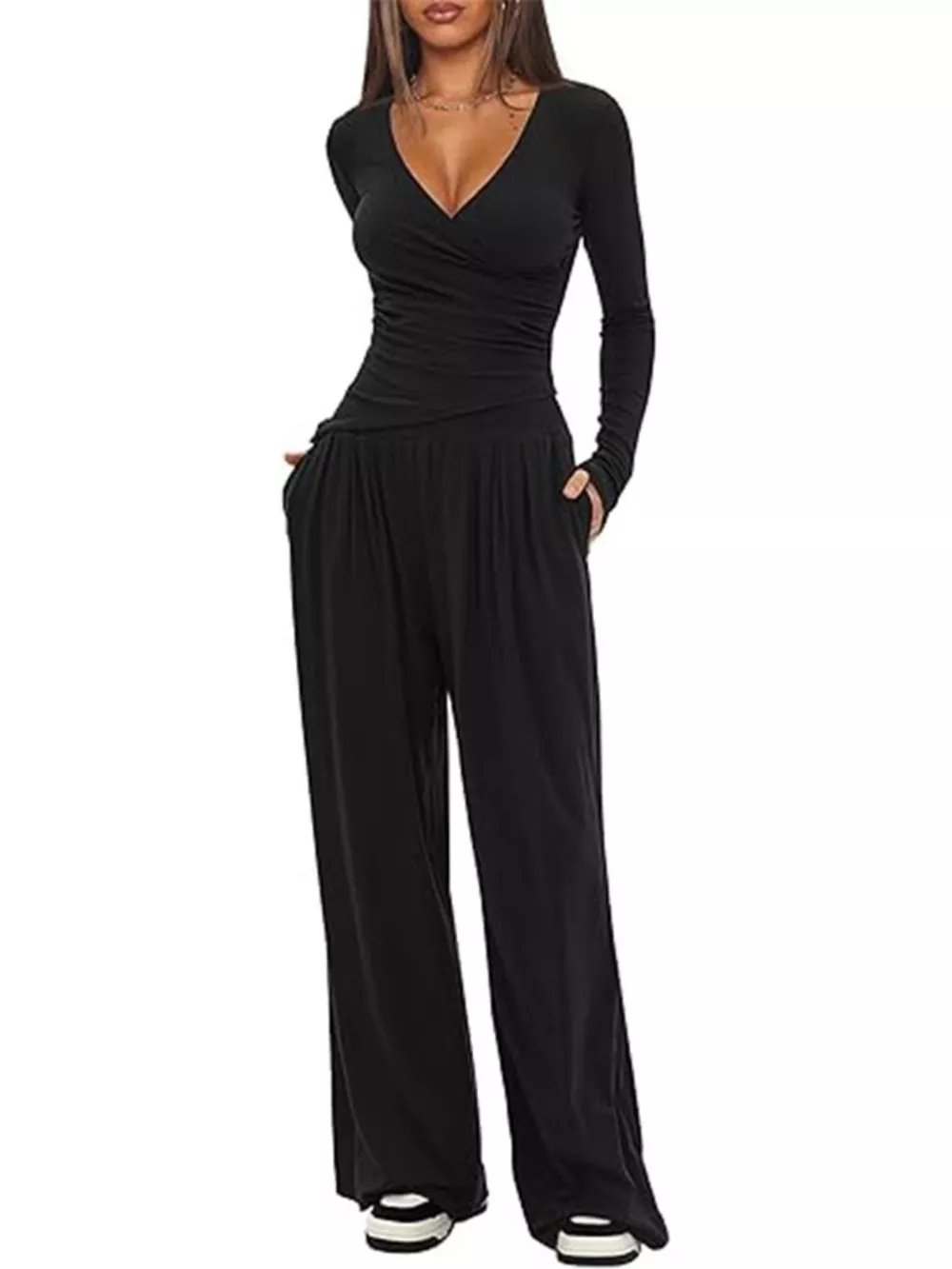 Casual Long Sleeve Top and Wide Leg Pants Set, image 21