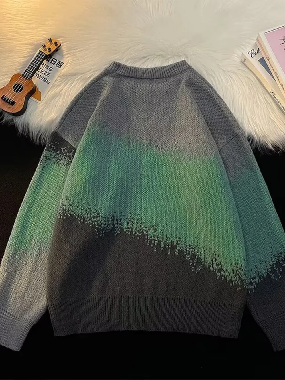Men's Plus Size Gradient Color Block Sweater, image 2