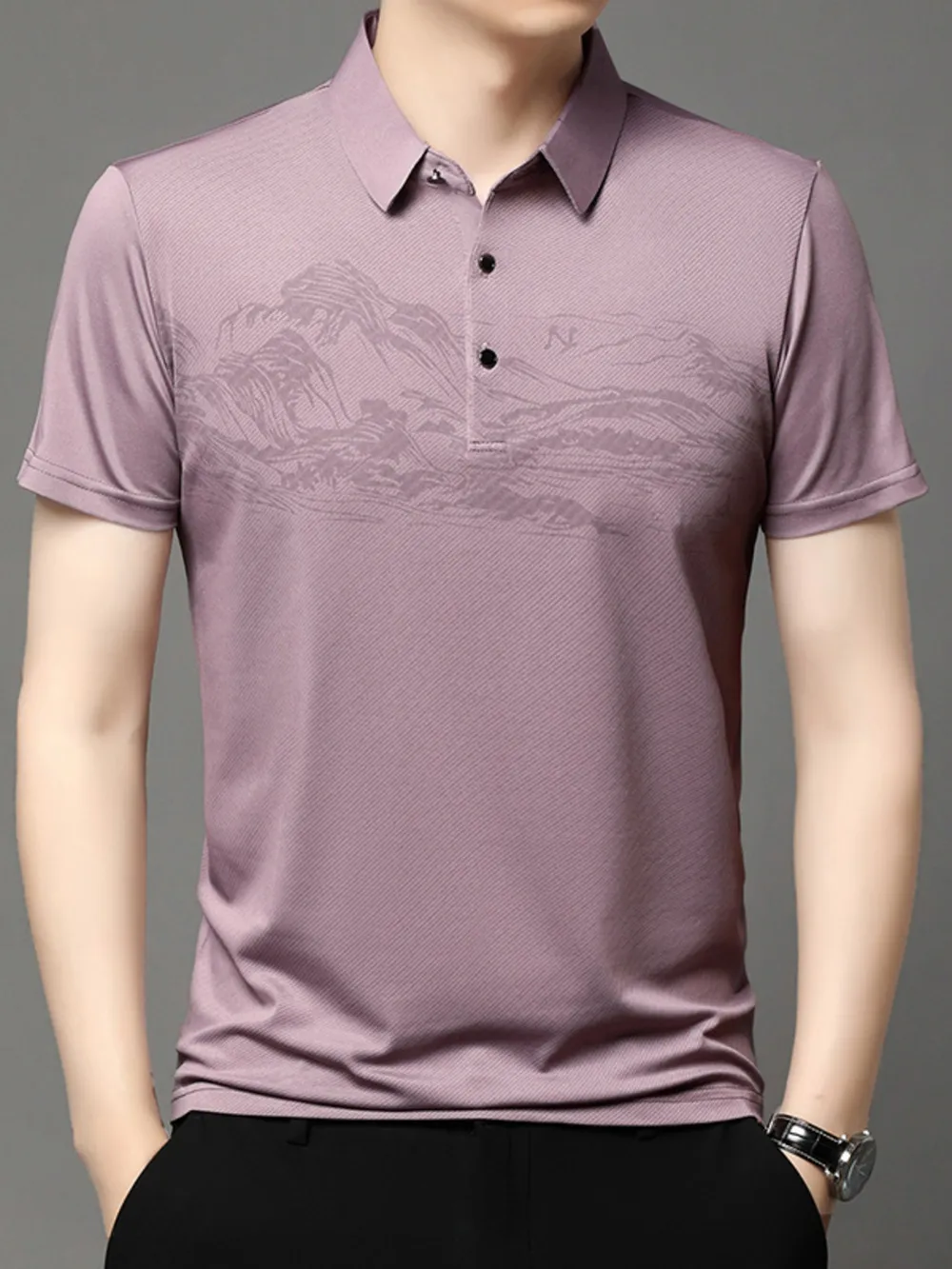 Men's Plus Size Button Detail Short Sleeve Polo, image 6
