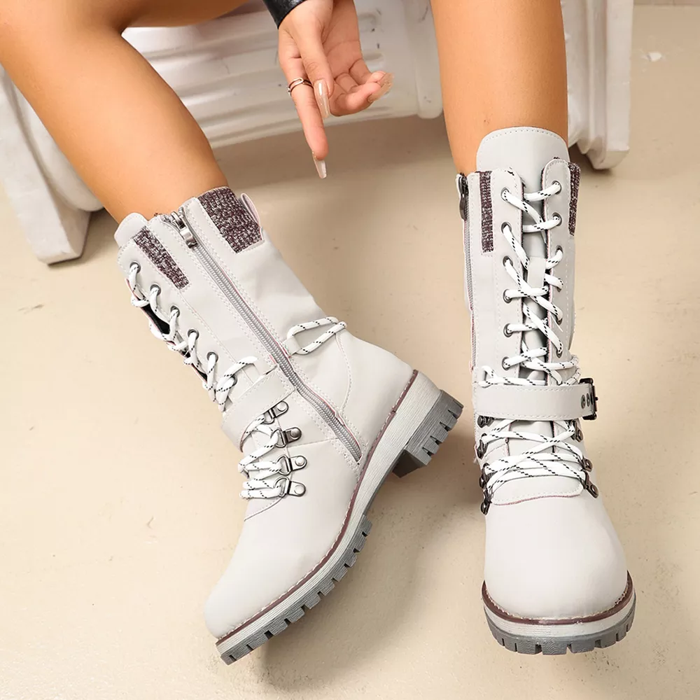 Round Toe Lace Up Boots, image 2