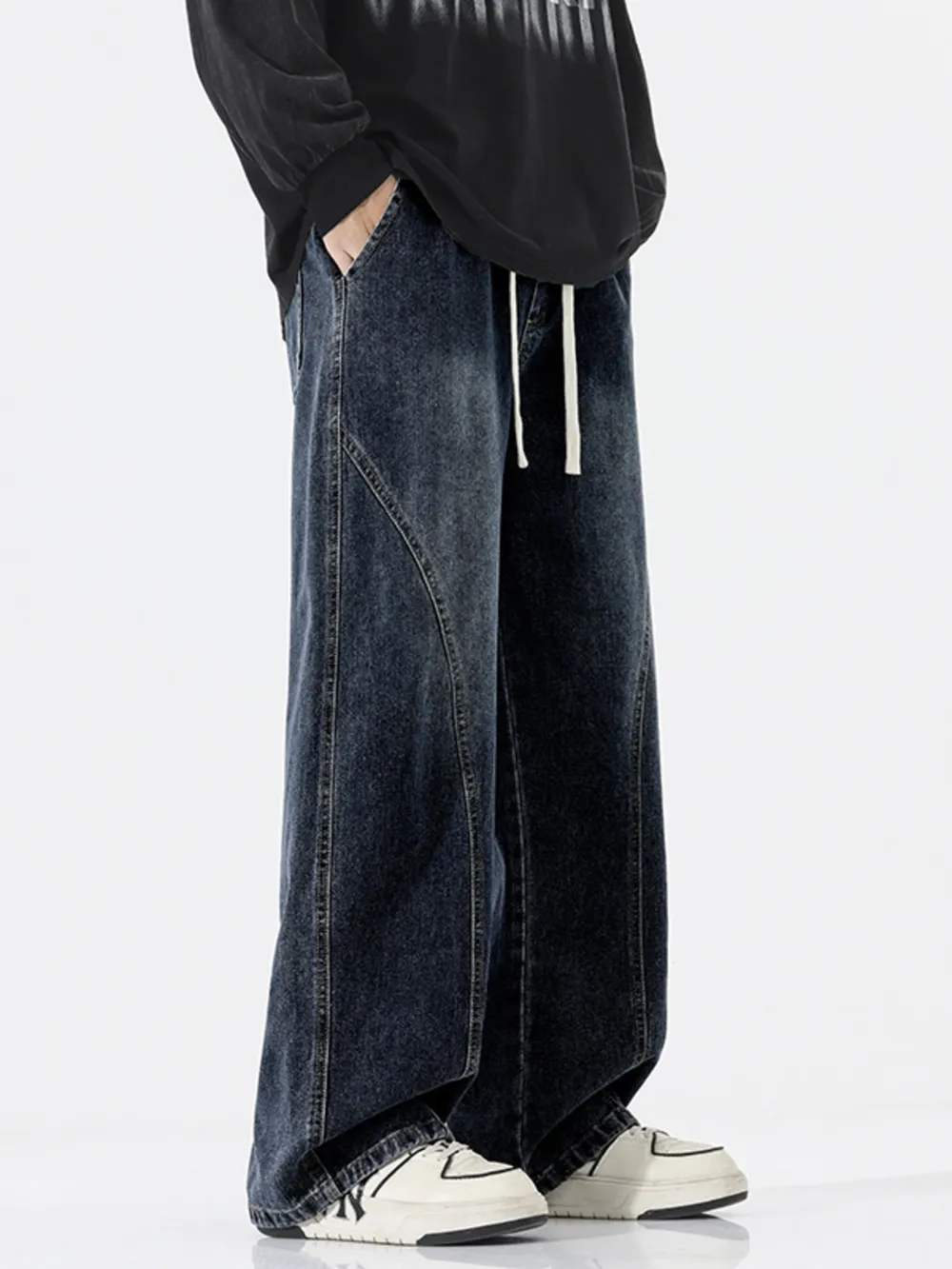 Men's Full Size Wide Leg Drawstring Jeans Plus Size, image 2