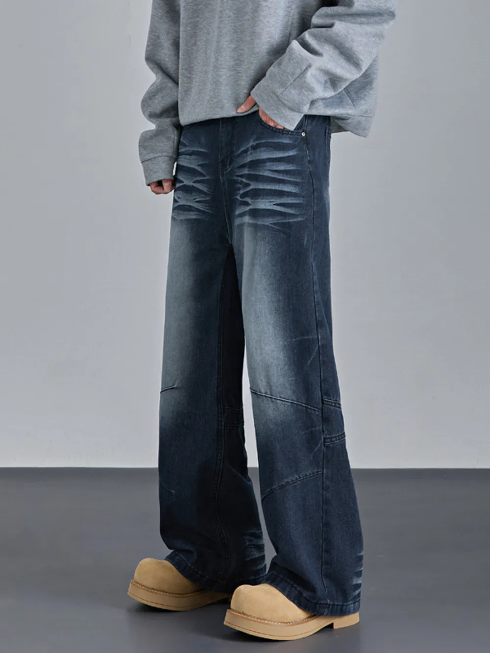 Men's Vintage Wash Wide Leg Jeans, image 3